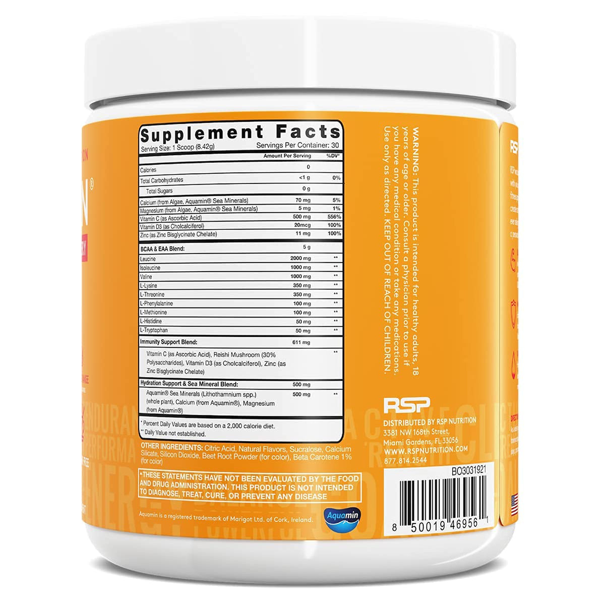 RSP NUTRITION AminoLean Pre Workout Energy (Blue Raspberry 30 Servings) with AminoLean Recovery Post Workout Boost (Blood Orange 30 Servings)