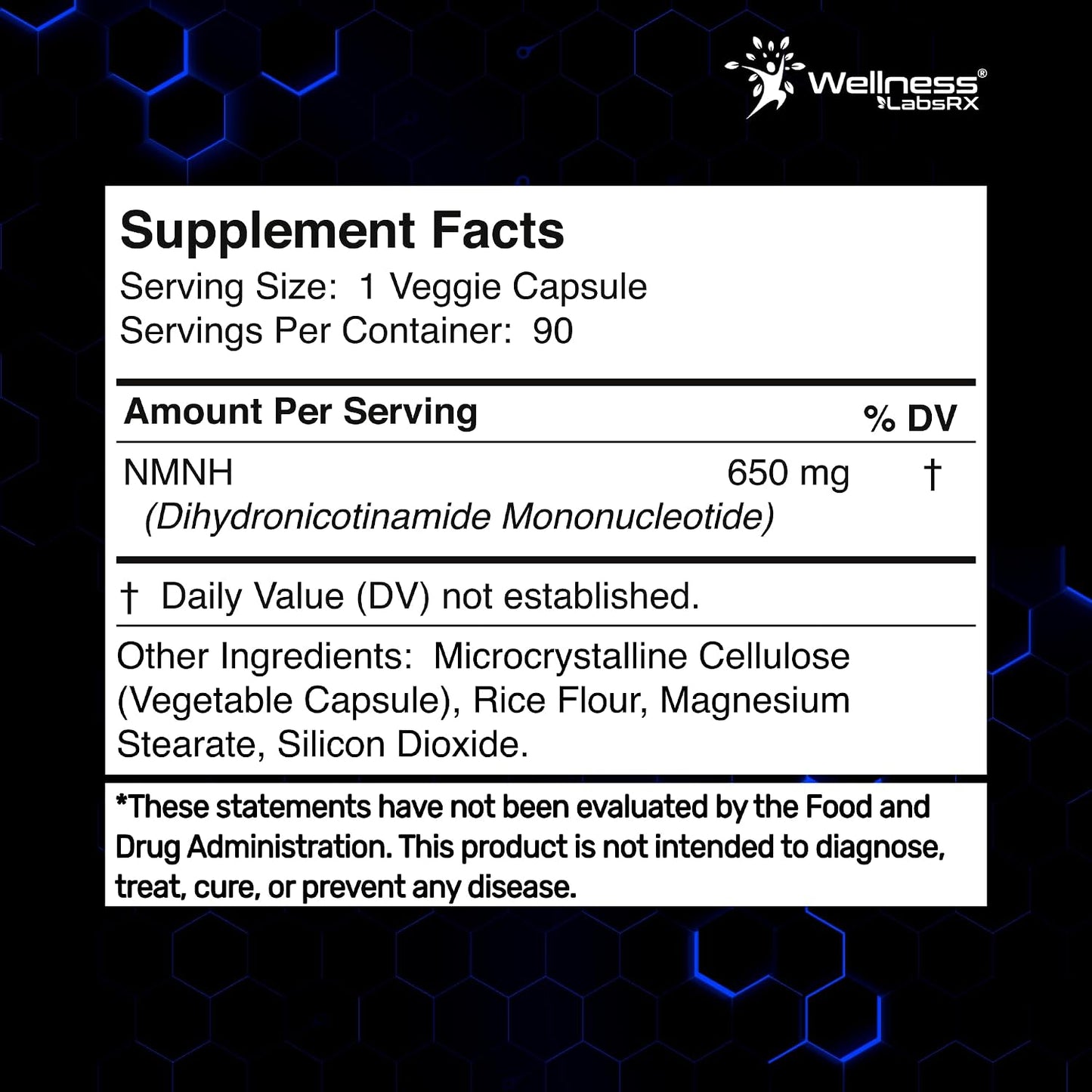 NMNH Supplements - Di-Hydro Nicotinamide Mononucleotide NMNH Capsules, Fast Absorption Ultra Strength NMN Supplement, NAD+ for Cellular Energy & Anti Aging, 650mg - Non-GMO, Gluten Free - 90 Capsules