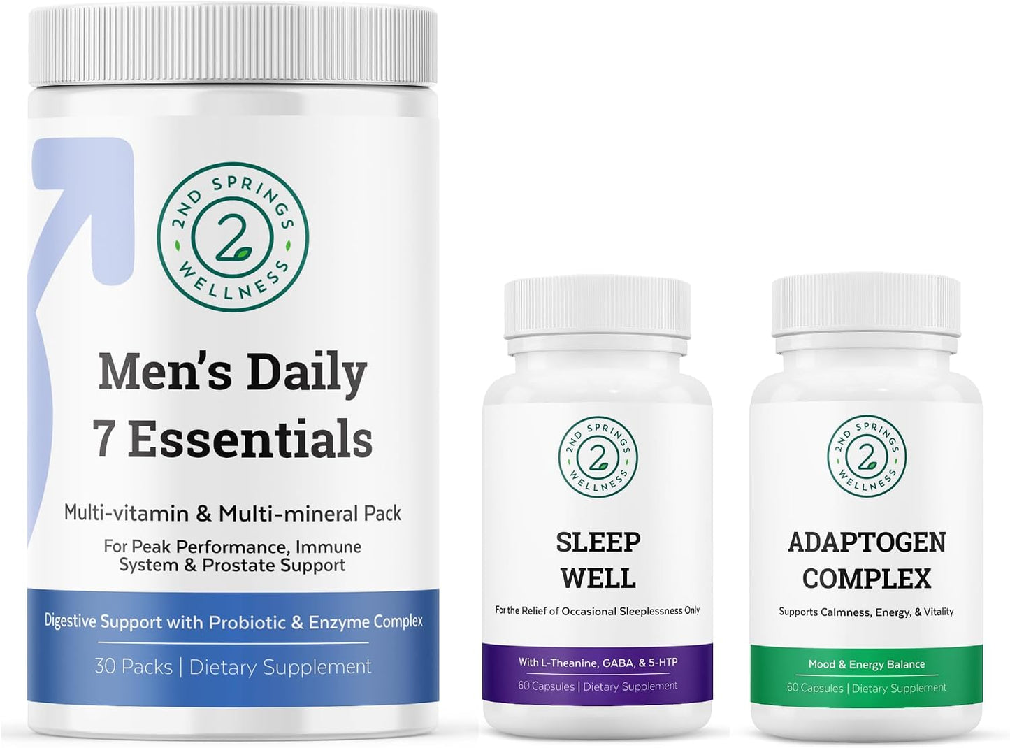 Men's Daily 7 Essentials, Sleep Well & Adaptogen Complex Bundle