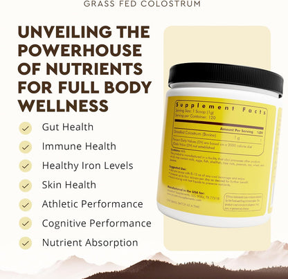Ancestral Supplements Colostrum Bundle & Greens - Organic Superfood Greens & Reds Blend with Spirulina, Chlorella, Grass Fed Beef Organs, and Probiotics for Gut Health – Grass Fed, Pasture Raised MUL