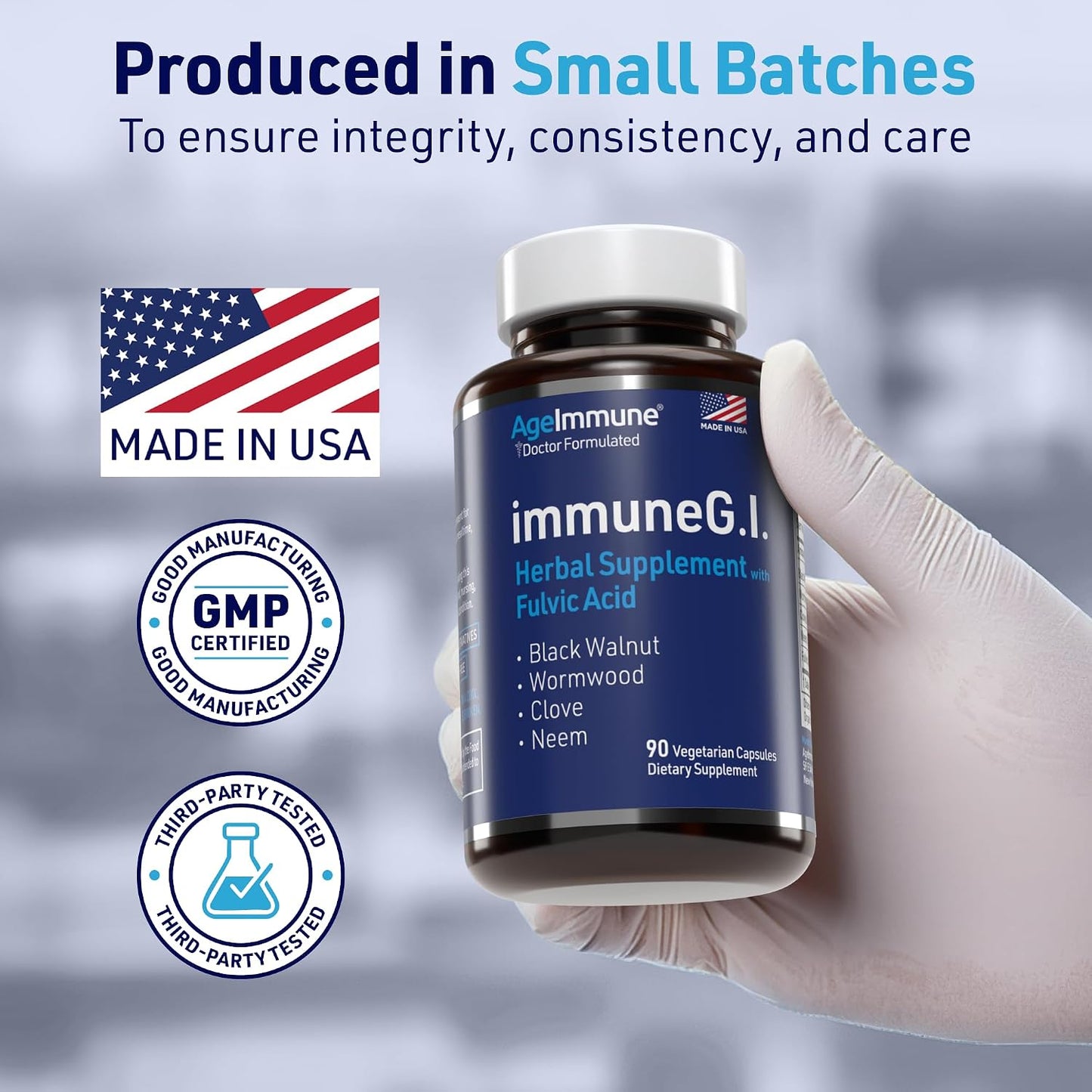 ImmuneG.I. Wormwood Black Walnut Hull Clove Neem Fulvic Acid | Intestinal Cleanse Formula | Doctor Formulated to Support Gut Health & Detox - No Stearates, No Dioxides – 90 Capsules