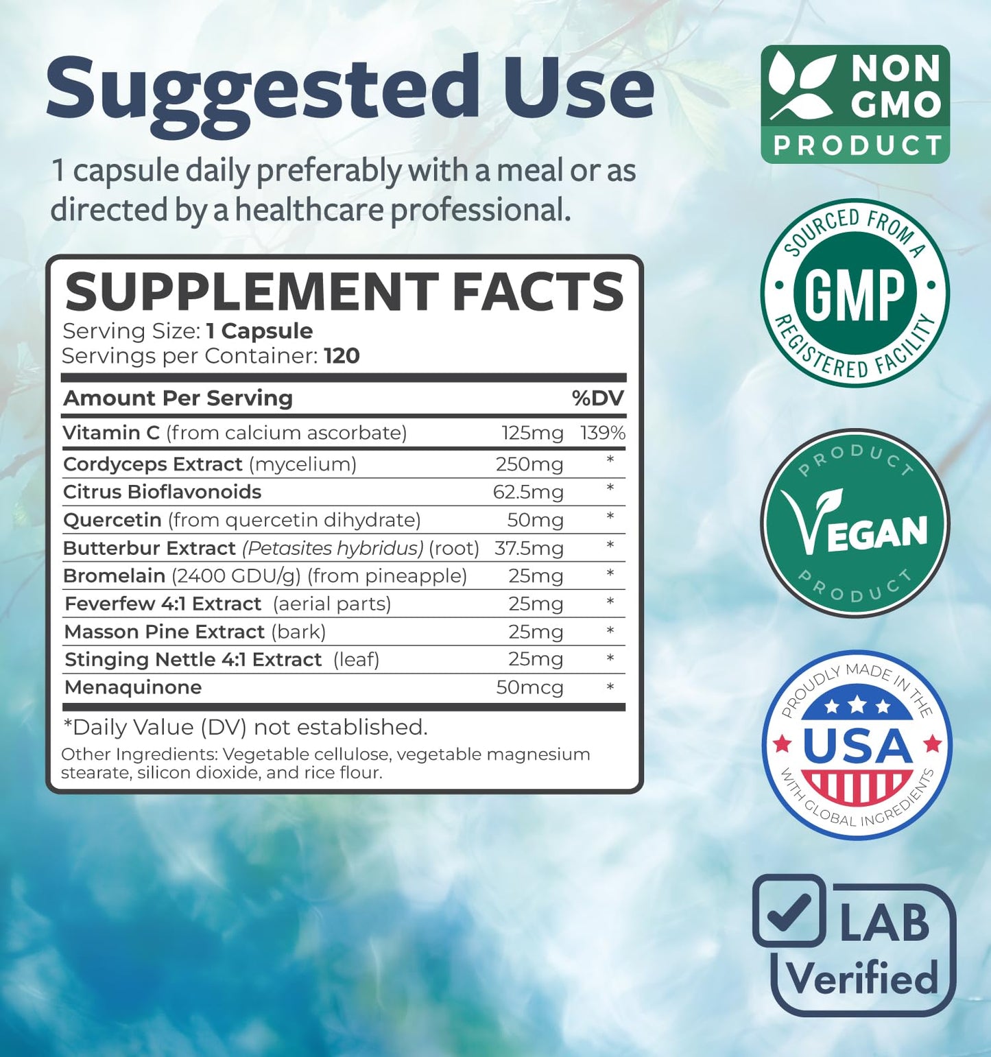 Respiratory Lung Health Supplement - Invigorating Lung Support Supplement Helps Support Clear Airways Mucus Removal and Seasonal or Year Round Detox - Vegan Herbal Non-GMO Formula (2 Months Supply)