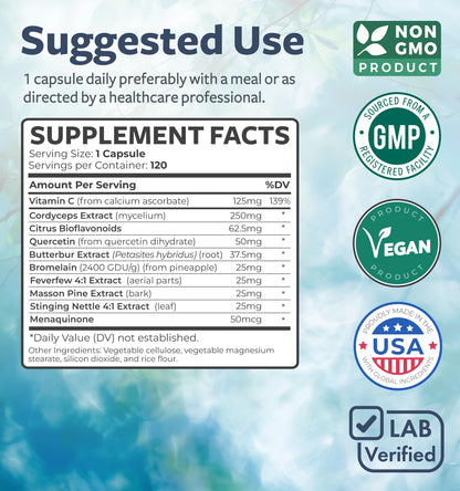 Respiratory Lung Health Supplement - Invigorating Lung Support Supplement Helps Support Clear Airways Mucus Removal and Seasonal or Year Round Detox - Vegan Herbal Non-GMO Formula (2 Months Supply)