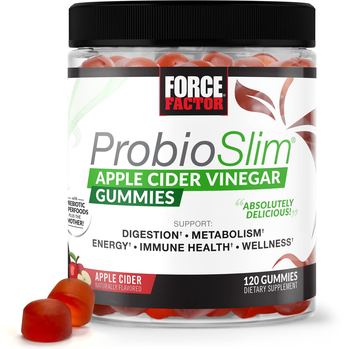 Force Factor ProbioSlim Apple Cider Vinegar Gummies with Organic, LactoSpore Probiotics