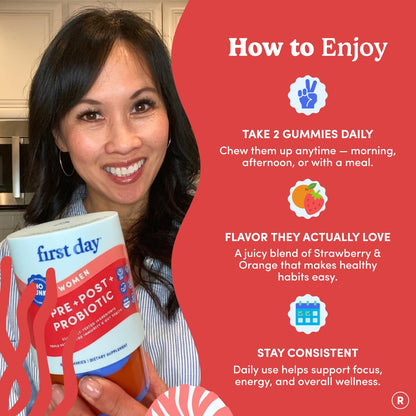 FIRST DAY Probiotic for Teens Ages 13-18, 3-in-1 Gummies, 60ct