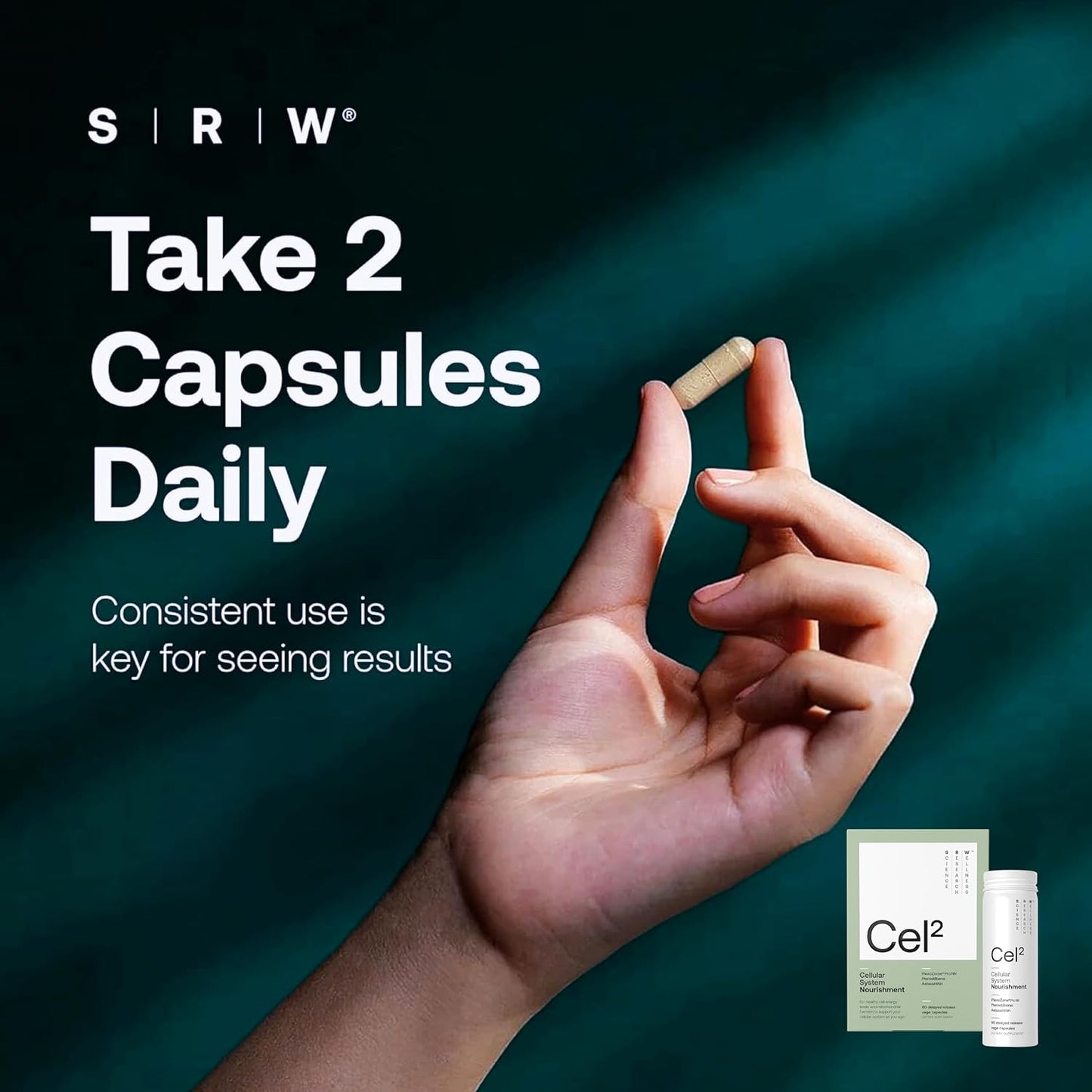 SRW Cel² NR Nourishment | NAD+ & Nicotinamide Riboside Supplement | Supports Cellular Energy & Mitochondrial Function | Cellular Health & Wellness Support | 60 Vege Capsules