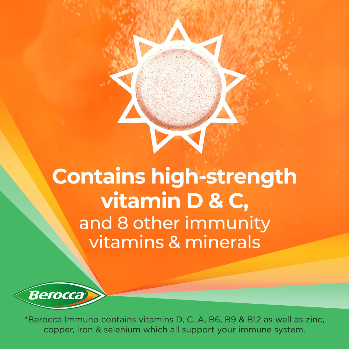 Berocca Immuno Effervescent Tablets, 11 Vitamins and Minerals, Including Vitamins D, C