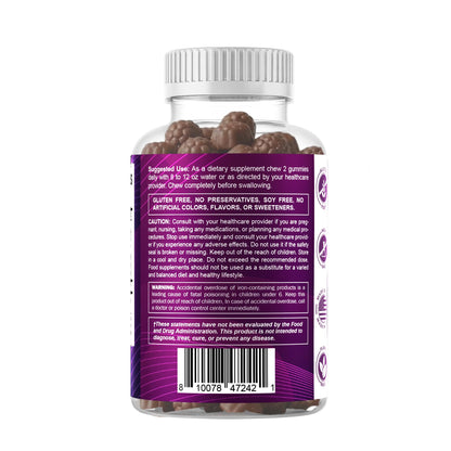 Vitamatic Iron 65 mg with Vitamin C - 60 Vegan Gummies, Made in USA | 65 mg Iron Per Serving, Natural Grape Flavor, Pectin Based, Gluten Free, Non-GMO