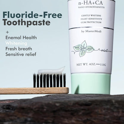 MasterMedi Nano Hydroxyapatite Toothpaste with Xylitol – Fluoride & SLS Free, Remineralizing Formula for Whitening, Sensitive Teeth, Enamel Repair & Strength, Magic Mint, 4 oz (Pack of 1)