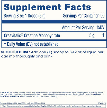 ProHealth Longevity Micronized Creatine. Pharmaceutical Grade Creatine Monohydrate is Easier on Kidneys. Supports Brain Function and Muscle Growth as You Age. 5 g/Serving, 90 Servings, 3 Month Supply