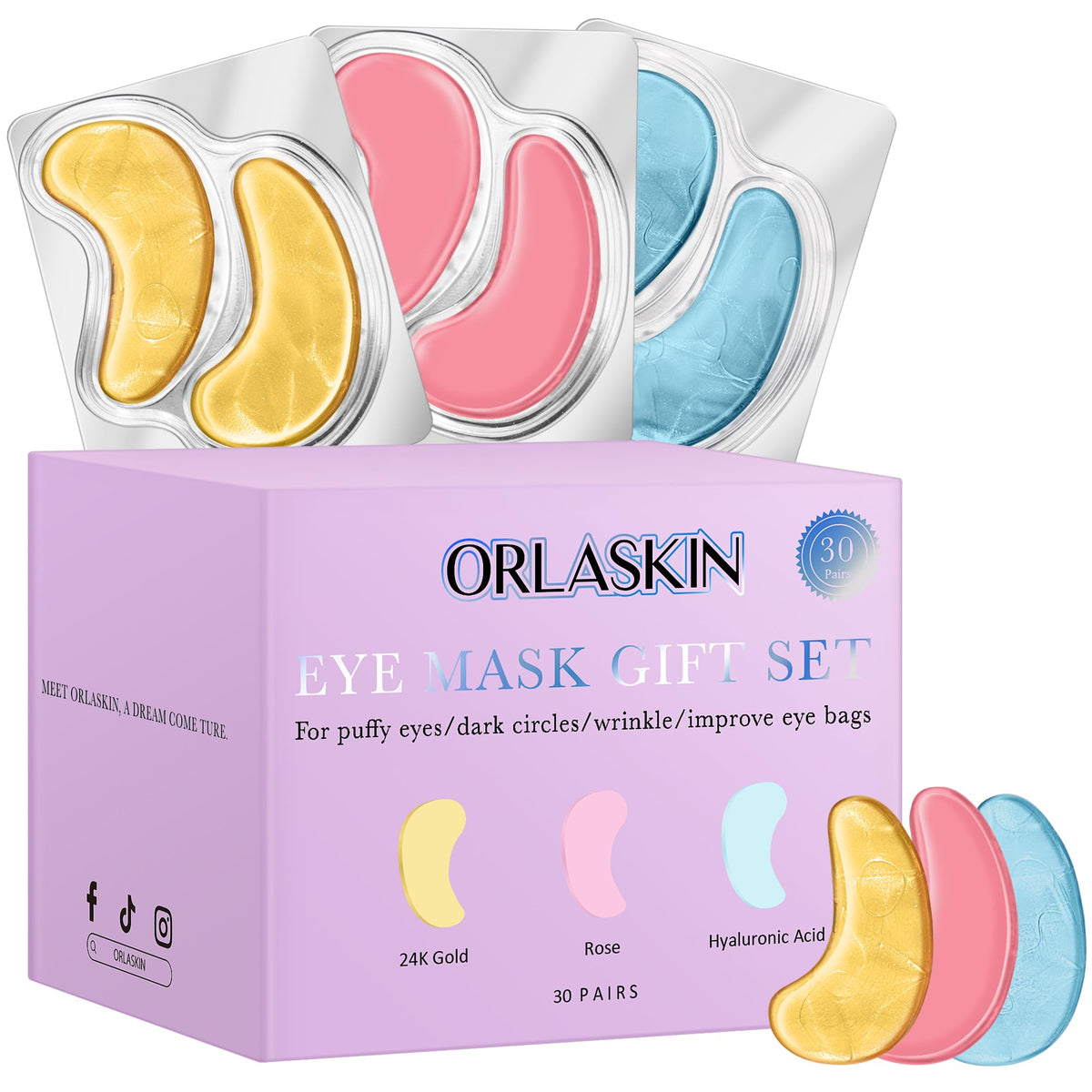 ORLASKIN Under Eye Patches for Puffy Eyes and Dark Circles,24k Gold Eye Masks,Eye Gel 
