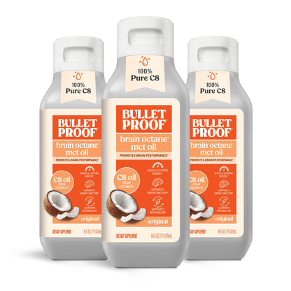 Bulletproof Brain Octane C8 MCT Oil, 16 oz – 100% Pure Coconut Oil, Triple-Distilled Keto Energy Supplement for Coffee & Smoothies, Unflavored, No Additives or Fillers, Non-GMO