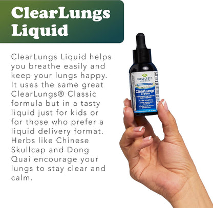 RidgeCrest Herbals ClearLungs Liquid Lung Support, Orange Flavor 2 fl oz | 29 Servings, Alcohol Free, for Adults and Kids, Natural Bronchial and Mucus Support, Nasal Wellness Herbal Formula
