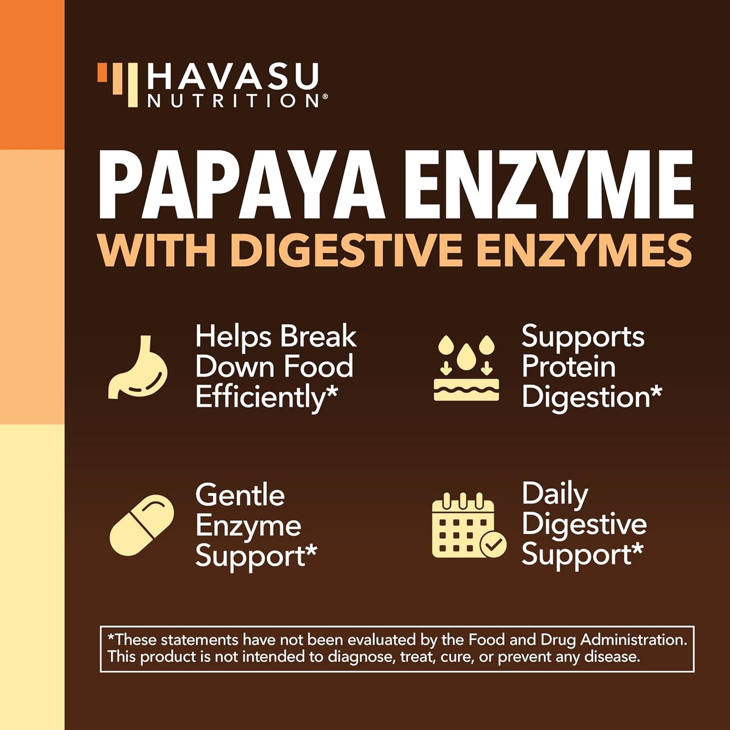 Papaya Enzymes for Digestion Support, Vegan and Gluten Free, 120 Servings | Papaya Digestive Enzymes for Women with Bromelain & Papain for Better Nutrient Absorption Plus Protein & Carb Digestion