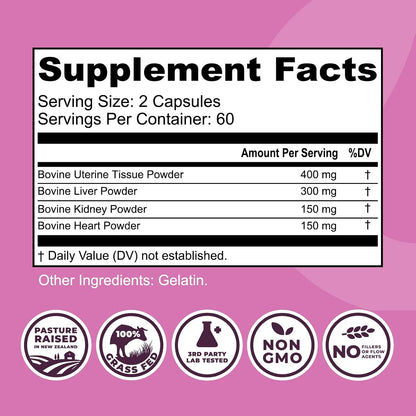 Left Coast Performance Beef Organ Supplements from New Zealand - Supports Women's Overall Energy & Health - Non-GMO, No Fillers, Hormone & Antibiotic Free