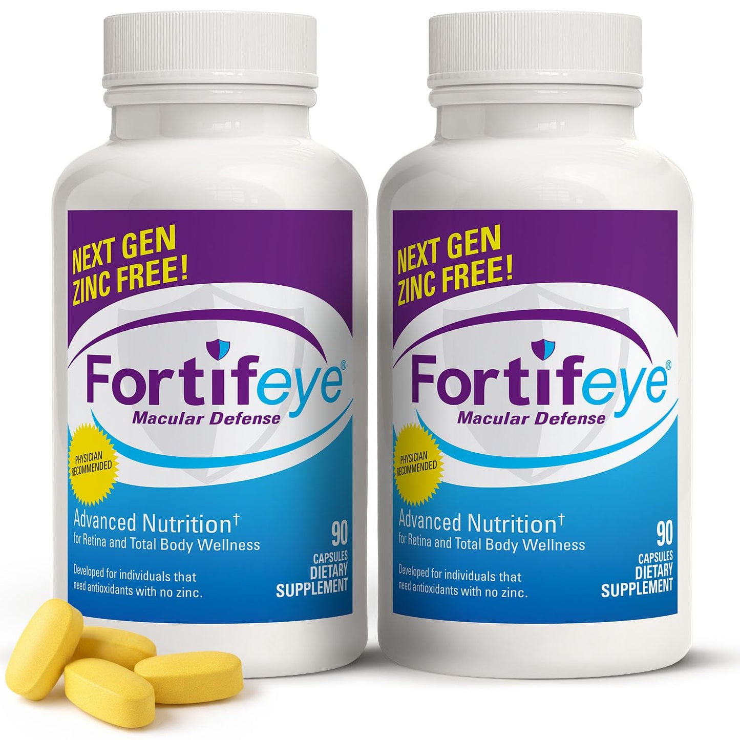 Fortifeye Vitamins Macular Defense Multivitamin-30 Day Supply, 90 Tablets (Zinc Free), All Natural Total Body & Eye Vitamins for Vision, Pure Macular Support Formula, Complex Eye Vitality Supplement