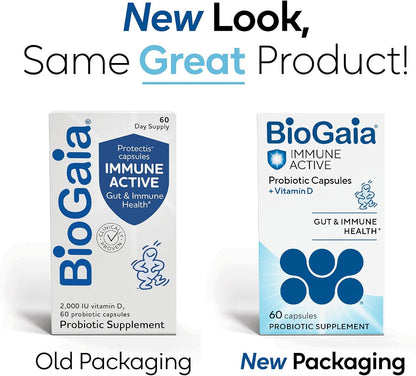 BioGaia Protectis Immune Active Probiotic | Probiotic + Vitamin D | Supports Immune, Digestive and Overall Health | Probiotics for Men & Women | Capsules | 60 Day Supply