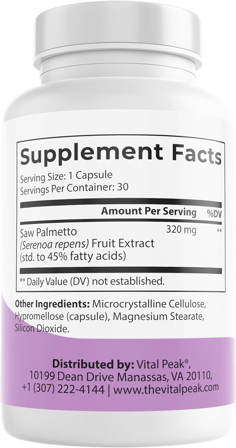 Saw Palmetto for Man & Women - Saw Palmetto Extract 320mg - Prostate Health Supplements for Men & Saw Palmetto for Women Hair Loss - Natural DHT Blocker, Vegan, Non-GMO - 30 Capsules