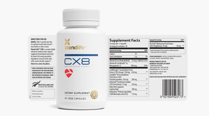 Xtendlife CX8 Heart Health Supplement for Cardiovascular Support, Circulation, and Arterial Health - with Vitamin K2 MK7, D3, Tocotrienols, and Sea Buckthorn-30 Day Supply