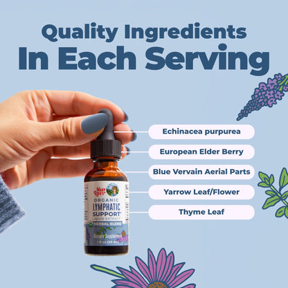 MARYRUTH'S Lymphatic Support Liquid Drops USDA Organic | Herbal Blend with Echinacea & Elderberry | Blue Vervain | Vegan | Alcohol-Free | Non-GMO | 30 Servings