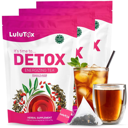 Lulutox Herbal Tea Bundle – Chamomile Lavender Herbal Tea (28 Tea Bags) & Peach Herbal Tea (84 Servings) – Caffeine-Free Herbal Tea Variety Pack