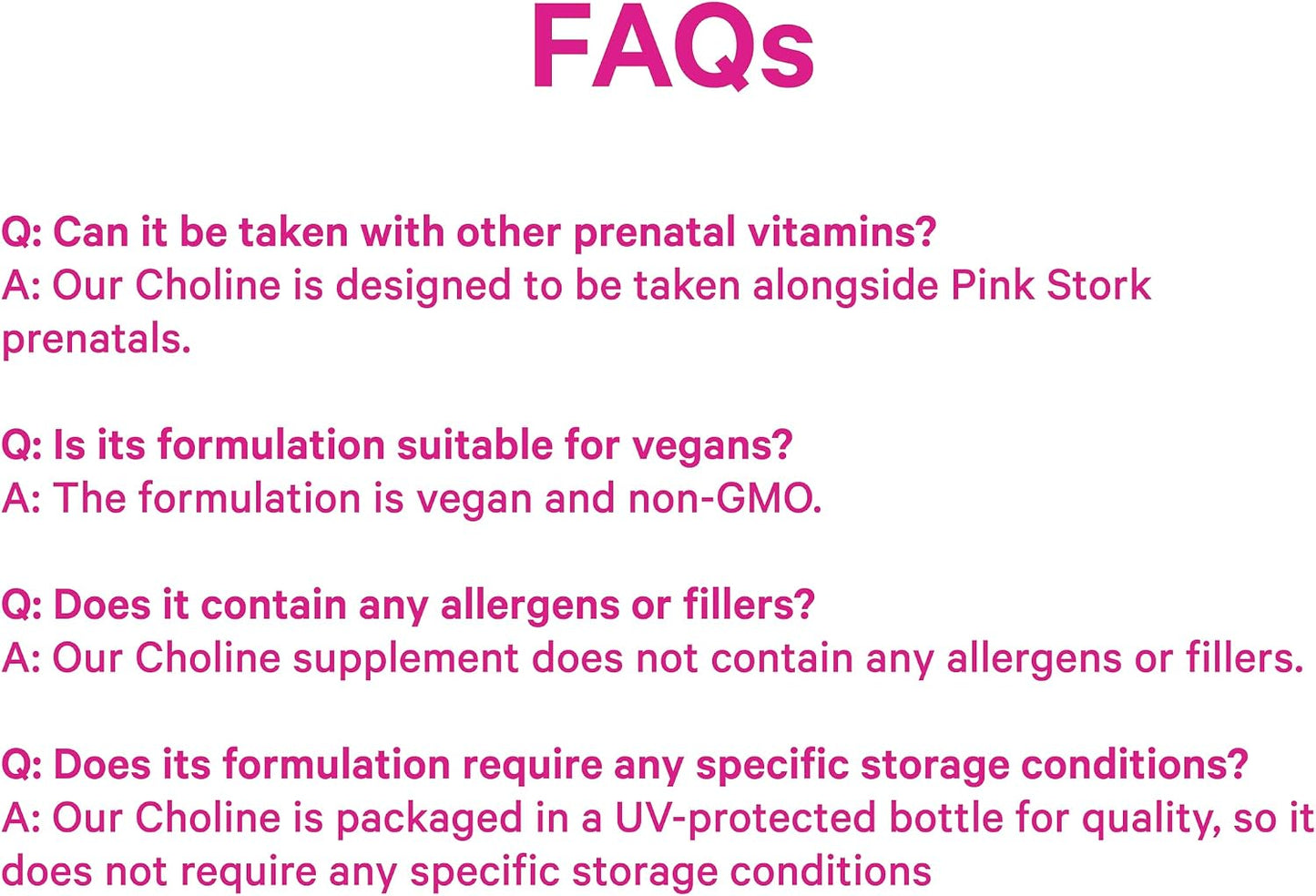 Pink Stork Choline Bitartrate from VitaCholine, 550 mg, 30 Count | Prenatal Vitamin for Pregnancy + Postpartum Moms, Fetal Cognitive Health + Breast Milk Quality, Maternal Cognition + Clarity