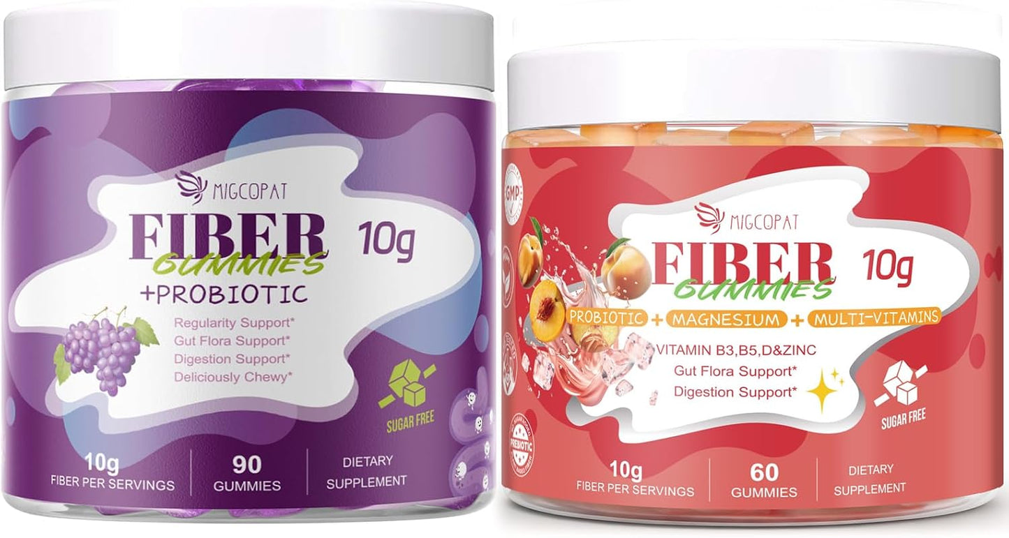 Migcopat Grape Fiber Gummies & Peach Fiber Gummies