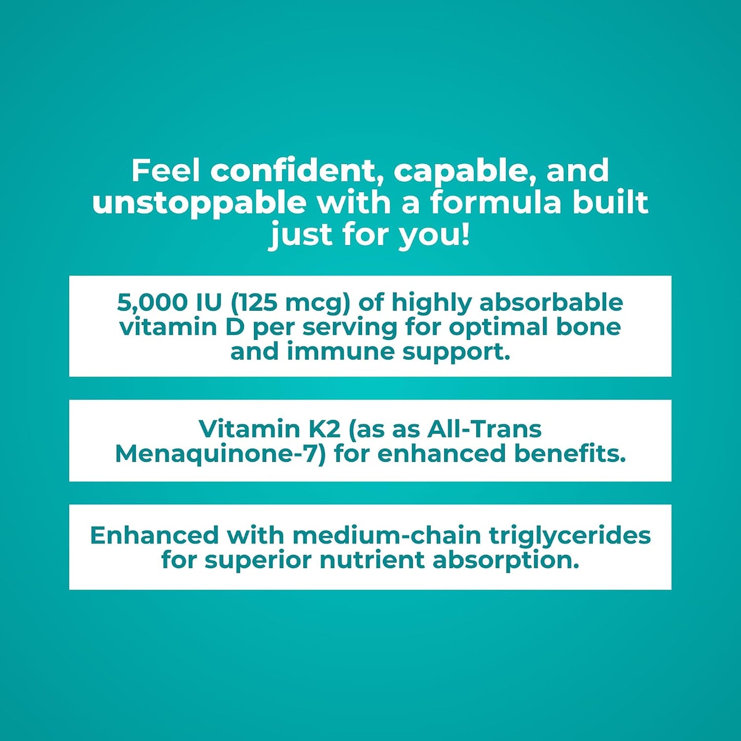 Reignite Wellness by JJ Virgin | Vitamin D Plus | Relevant Serving of 5000 IU, Highly Absorbable Vitamin D + Vitamin K1 & K2 | GG Supplement for Immune Health | Bone and Heart Supplement | 60 Softgels