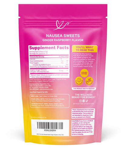 Pink Stork Organic Peppermint Sweets, Peppermint, 30 Candies | Morning Sickness Support, Motion Sickness Support, Added Vitamin B6, 1st Trimester Pregnancy Must Haves, Wrapped