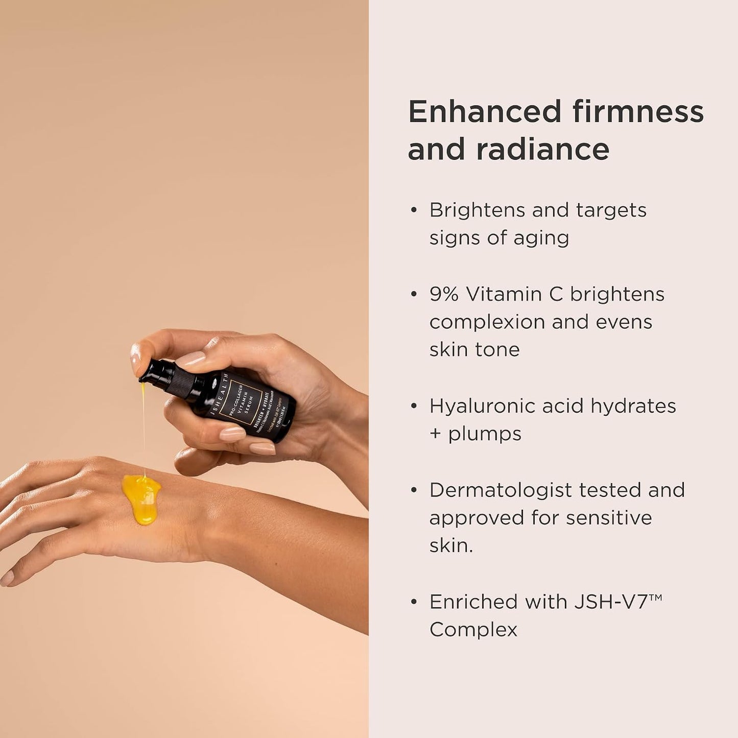JSHealth Vitamin C Serum for Face - Brightening Hyaluronic Acid Serum | Anti Aging Vitamin C Face Serum, Hydrating Facial Serum with Niacinamide