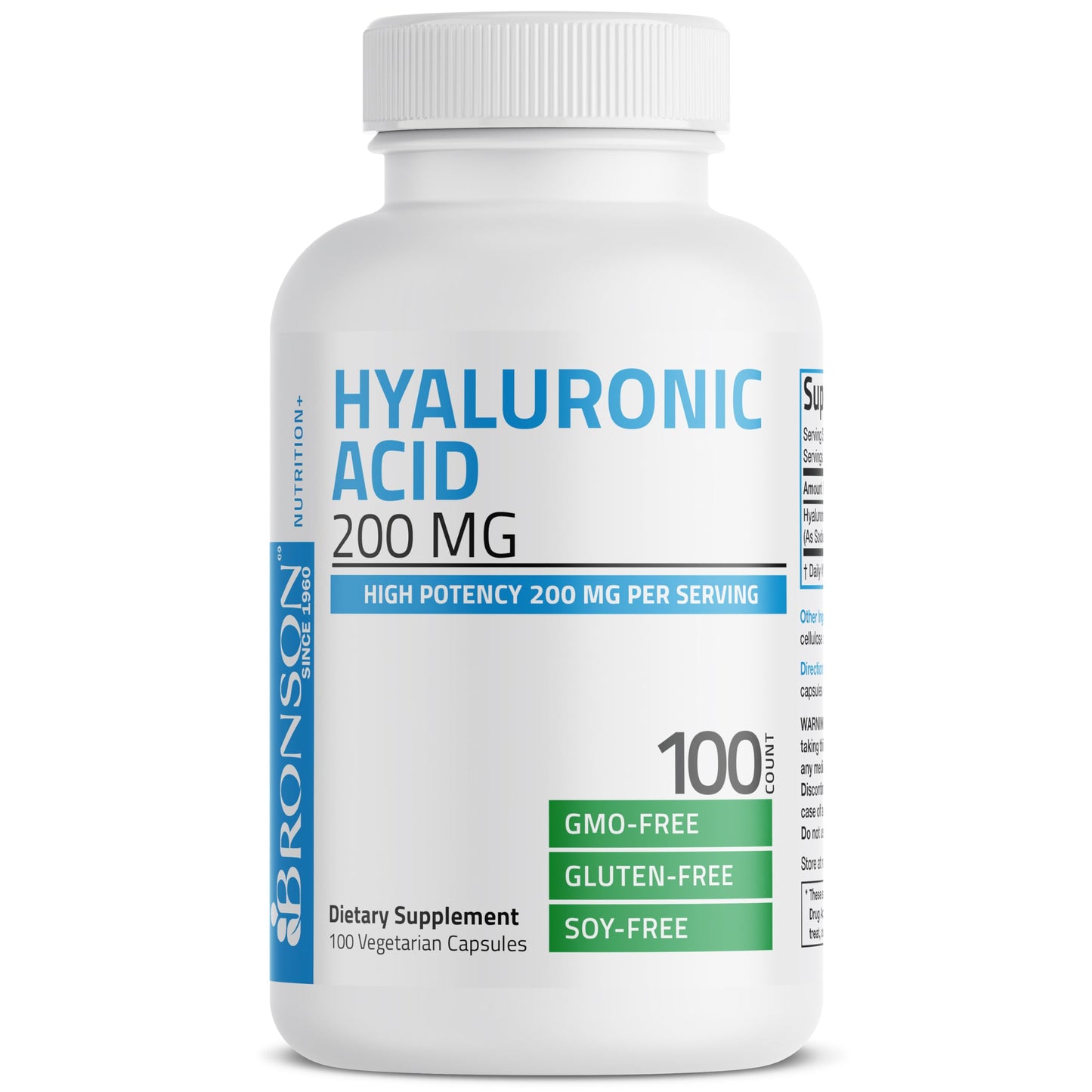 Bronson Hyaluronic Acid 200 MG High Potency Joint Health & Healthy Skin Support, Non-GMO, 200 Vegetarian Capsules