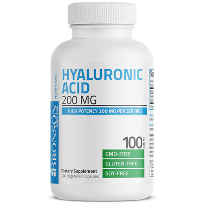 Bronson Hyaluronic Acid 200 MG High Potency Joint Health & Healthy Skin Support, Non-GMO, 200 Vegetarian Capsules