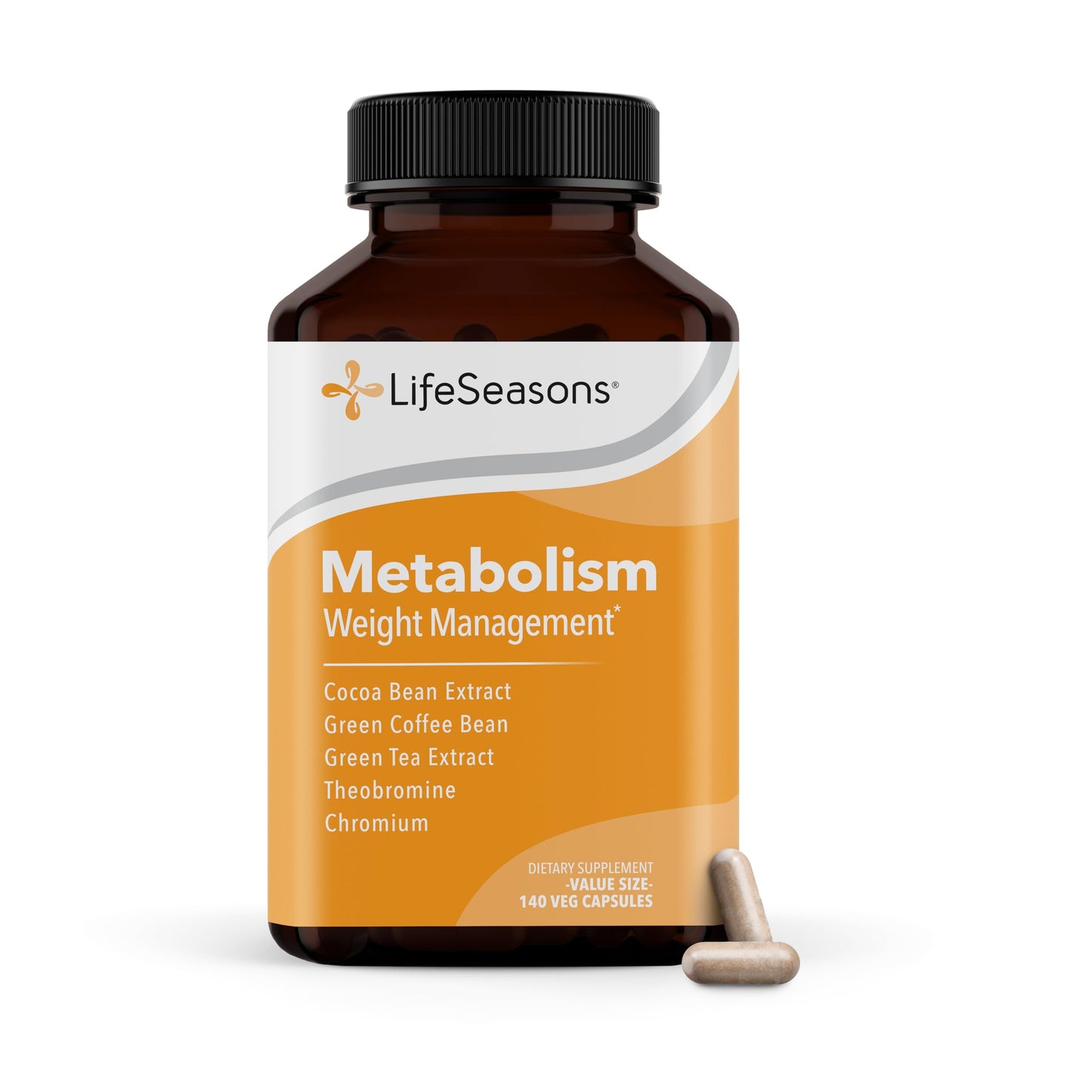 Metabolism - Weight Control Support & Energy Boosting Supplement - Natural Appetite Suppressant - Curbs Cravings - Green Tea, Coffee Bean, Chromium, Cacao & Theobromine - 70 Capsules