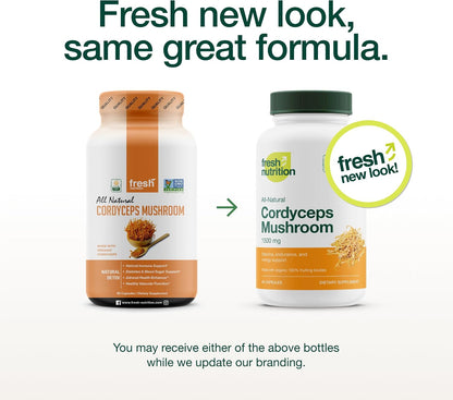 Organic Cordyceps Capsules (Cordyceps Sinensis Mushroom Extract)- 1500mg Per Serving - Energy & Stamina Support - Rich in Alpha Glucan - Vegan, Non GMO, Gluten-Free - 90 Capsules