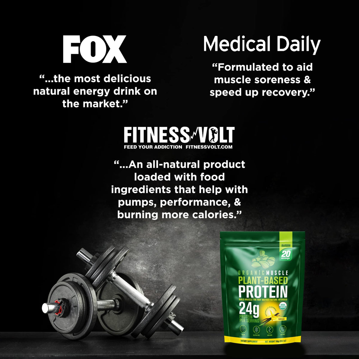 Organic Vegan Protein Powder - Plant Based Chocolate Protein Powder with Pea, Hemp