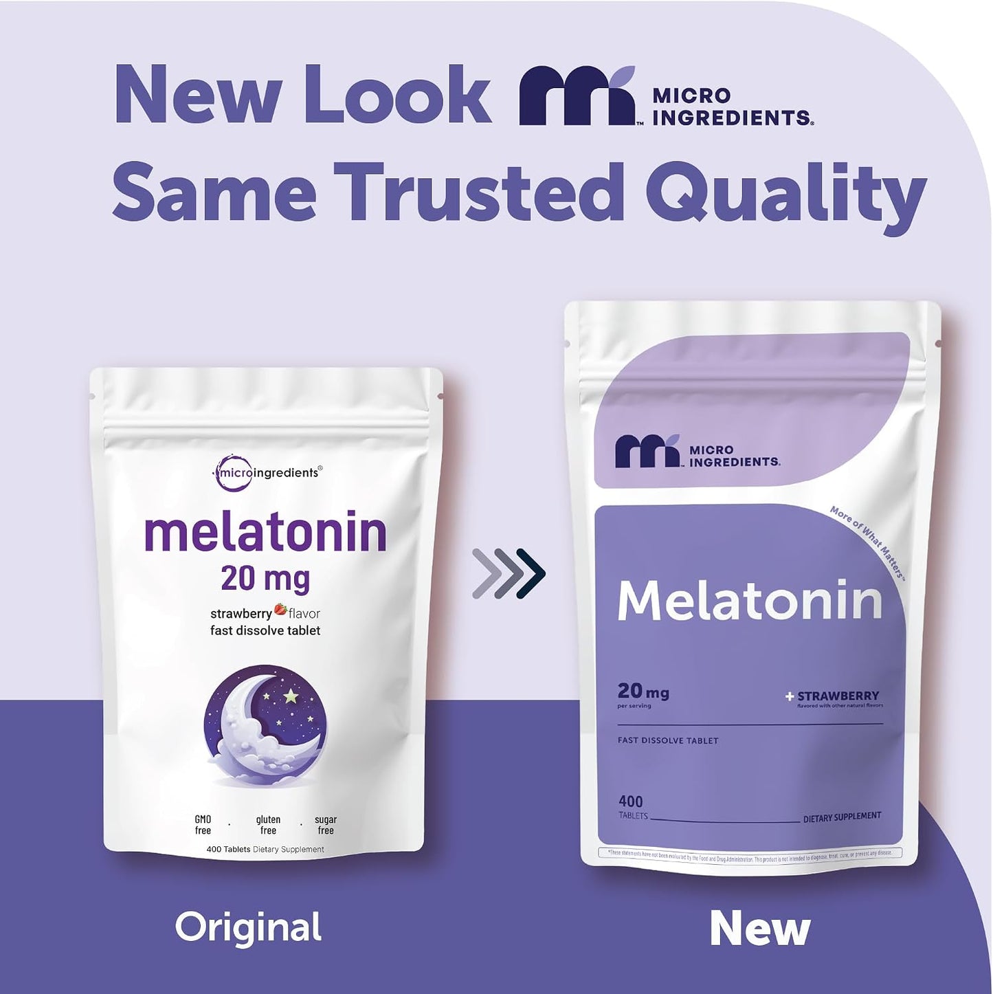 Micro Ingredients Melatonin 20mg, 400 Tablets | Strawberry Flavor | Fast Dissolve | 100% Drug Free | Vegetarian Friendly | Non-GMO, No Gluten, Sugar Free