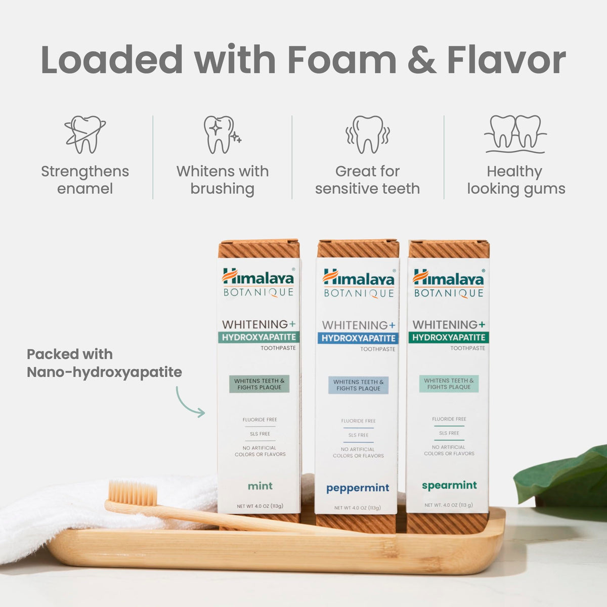 Himalaya Botanique Whitening+ Nano Hydroxyapatite Toothpaste, Mint, 4 oz