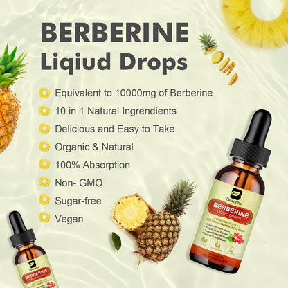 Premium Berberine Supplement - Berberine Liquid Drops with Turmeric, Bitter Melon