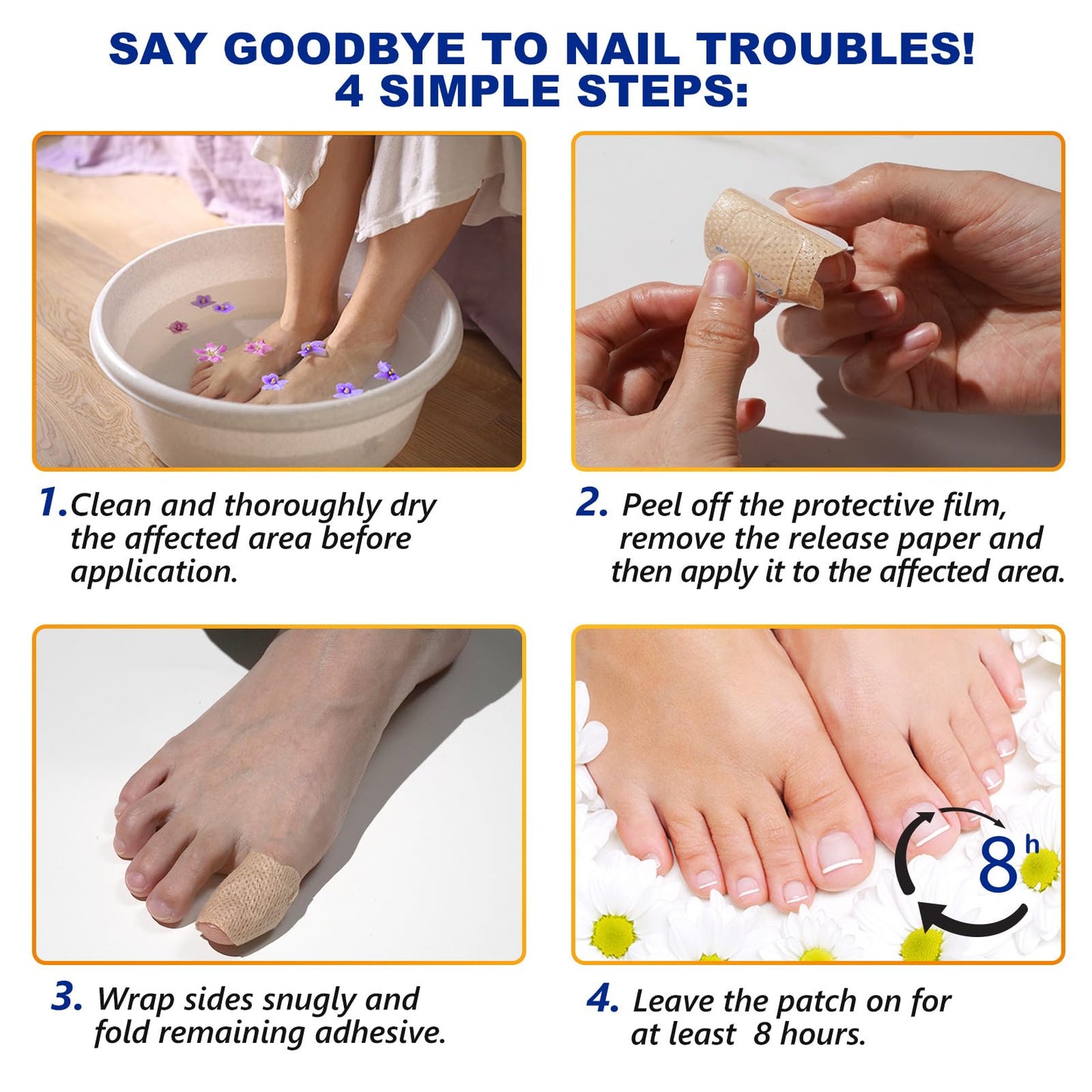 Nail Patches, 32 Pcs Toenail Care Patches for Dry, Weak & Cracked Nails, Deeply Moisturizing Nail, Protector and Improve the Appearance for Toenails