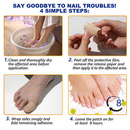 Nail Patches, 32 Pcs Toenail Care Patches for Dry, Weak & Cracked Nails, Deeply Moisturizing Nail, Protector and Improve the Appearance for Toenails