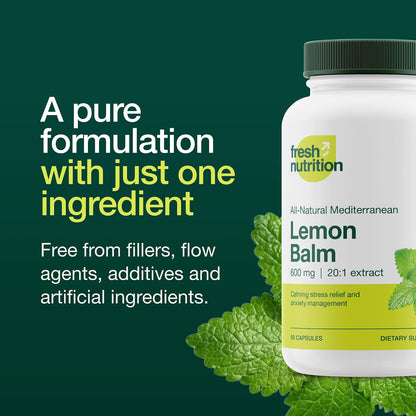 Fresh Nutrition Lemon Balm Extract Capsules.
