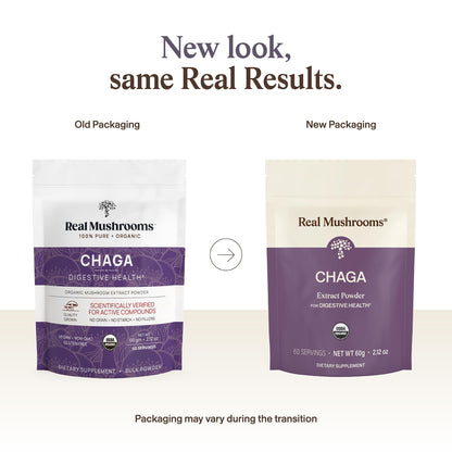 Real Mushrooms Chaga Mushroom Powder – Organic Chaga Extract from Fruiting Body – for Daily Wellness & Energy Support – Vegan, Non-GMO, 60 Servings Mushroom Supplement