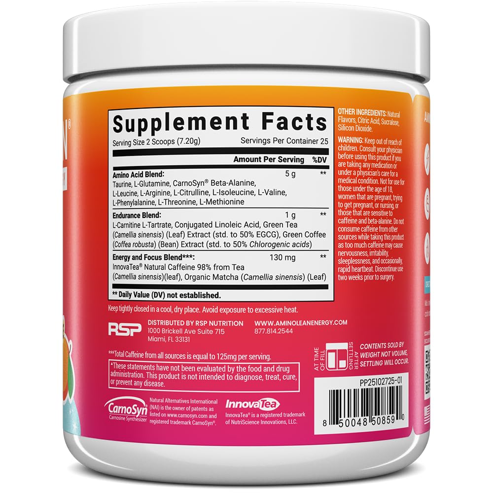 AminoLean Pre Workout Powder & Natural Amino Energy with Vegan BCAA + EAA | Jitter-Free Preworkout Energy from Green Tea + Amino Acids & Weight Management for Women & Men - Vegan, Zero Sugar, No Crash