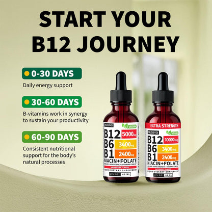 (2 Pack) Extra Strength Liquid Vitamin B12 Sublingual Vitamin B Complex - B12 Drops 10000mcg - Methylcobalamin for Energy, Brain, and Heart Support, Raspberry Flavor, Non GMO, 2 Fl Oz (80 Servings)