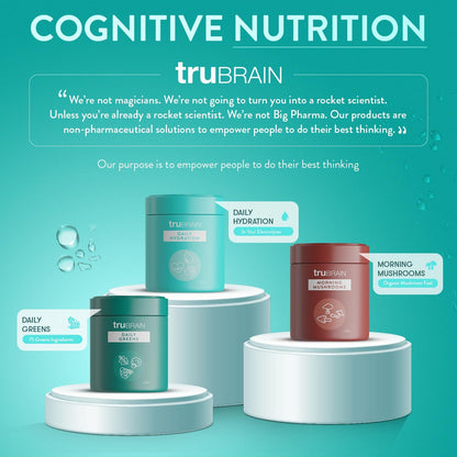 TruBrain Daily Hydration - Enhance Focus and Energy with Electrolyte-Rich Supplement. Stay Hydrated & Alert!