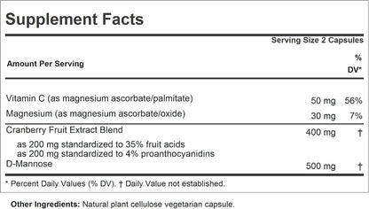 Andrew Lessman ProCaps Cranberry with D-Mannose 60 Capsules | Standardized cranberry, D-Mannose, Vitamin C & Magnesium. Urinary tract support without cranberry juice sugar or calories.