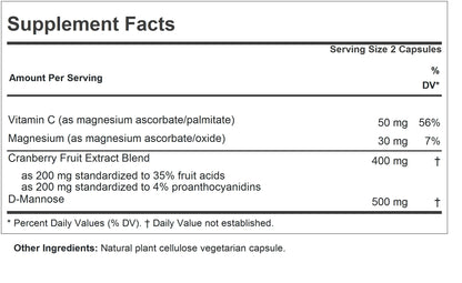 Andrew Lessman ProCaps Cranberry with D-Mannose 60 Capsules | Standardized cranberry, D-Mannose, Vitamin C & Magnesium. Urinary tract support without cranberry juice sugar or calories.