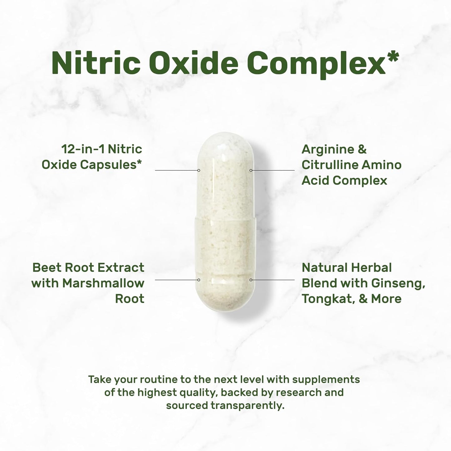 Nitric Oxide Supplement 3,000mg, 300 Capsules | 12-in-1 Complex for Men & Women – Arginine, Citrulline, Korean Red Ginseng, Tongkat Ali, Maca Root, & Marshmallow Blend*