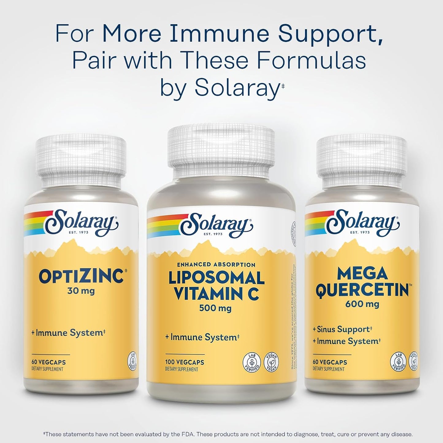 SOLARAY Liposomal Vitamin C 500mg - Enhanced Absorption Vitamin C Liposomal Blend with Fatty Acids - Antioxidant and Immune Support Supplement - Vegan, 60-Day Guarantee, 100 Servings, 100 VegCaps