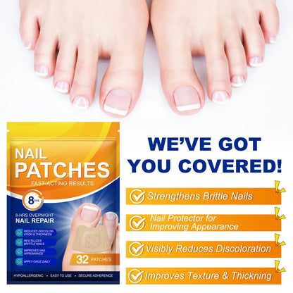 Nail Patches, 32 Pcs Toenail Care Patches for Dry, Weak & Cracked Nails, Deeply Moisturizing Nail, Protector and Improve the Appearance for Toenails